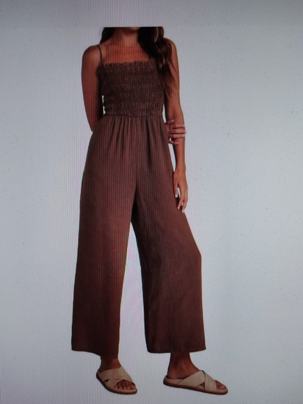Bella Dahl Brown Smocked Wide-Leg Jumpsuit w/o Straps. Size XS runs big (Fits S)